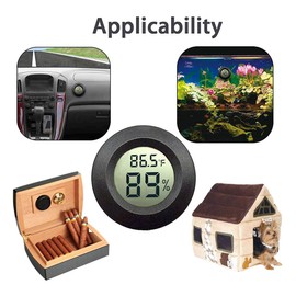 Meggsi 4 Pack Mini Digital Hygrometer Gauge Indoor Thermometer, LCD Monitor Temperature Outdoor Humidity Meter for Humidors Greenhouse Cigar Jars Incubators Guitar Case, Fahrenheit (℉) or Celsius(℃)
