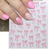 IDDFEVE Bow Nail Art Stickers - White Pink Bow Self-Adhesive