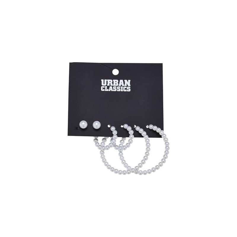 Urban Classics Unisex Pearl Hoop Earrings, Pack of 3, gold