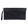 Girly Handbags Womens Italian Genuine Leather Envelope Clutch Bag (Black)