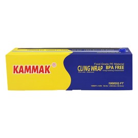 KAMMAK Plastic Wrap with Slide Cutter - 12 Inch Food Service Cling Film Roll - Clear Refillable Stretch Film - 1000 SQ FT Wrap - Bulk Quick Cut for Restaurant, Kitchen