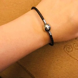 JMQJewelry Christmas Black Leather Chain Bead 18.8cm 7.4inches Womens Bead Charm for Bracelet for Wife Husband Grandma Sister