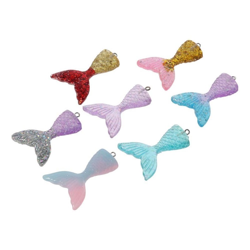 YYlingx 20Pcs Mermaid Tail Shape Charms,Mixed Color Resin Mermaid Fish