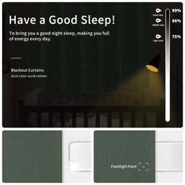 Easy-Going - Cortinas opacas para recámara, aislamiento térmico sólido con ojales y reducción de ruido, cortinas de oscurecimiento de habitación para sala de estar, 2 paneles (42 x 45 pulgadas, verde
