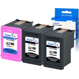 USUPERINK Remanufactured 62XL High Yield Ink Cartridge Replacement for HP 62XL 62 XL C2P05AN C2P07AN Compatible with Officejet 250 5740 8045 Envy 5541 5660 7640 Printer (2 Black, 1 Tri-Color)