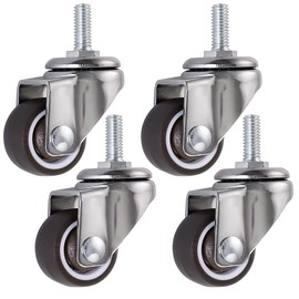 Skelang Set of 4 swivel castors 25 mm, furniture castors with rod M6 x 15 mm, swivel castors with thread, for trolleys, trolleys, children's bed, furniture, table, shelf, load capacity 15 kg per wheel
