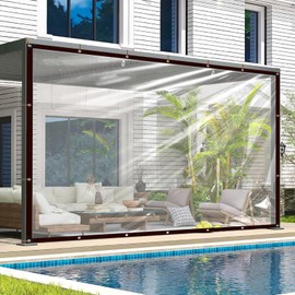 Tarpaulin Waterproof with Eyelets 2 x 2 Transparent Plastic Film for Rain Protection & Winter Insulation - Transparent Tarpaulin for Garden, Patio & Balcony - Weatherproof
