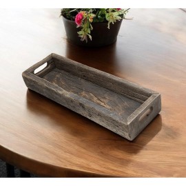 Homeroots 24" Brown Wood Indoor Outdoor Tray With Handles