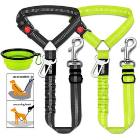 3 Piece Set Dog Seat Belt Retractable Dog Car Seatbelts Adjustable Pet Seat Belt for Vehicle Headrest Restraint Adjustable Heavy Duty & Elastic & Durable Car Harness for Dogs