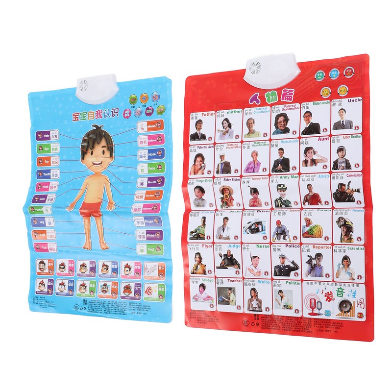 2pcs Chinese English Phonics Posters Multipurpose Fun Early Education Self