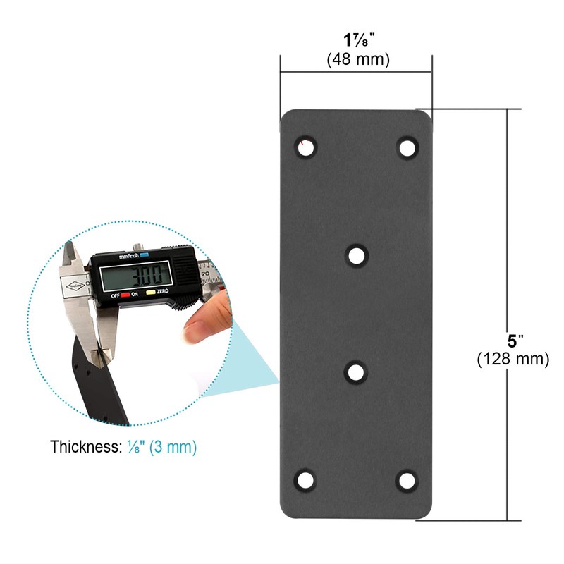 10 Pack Black Flat Mending Plate, 5×1⅞×⅛ inches Straight Braces,
