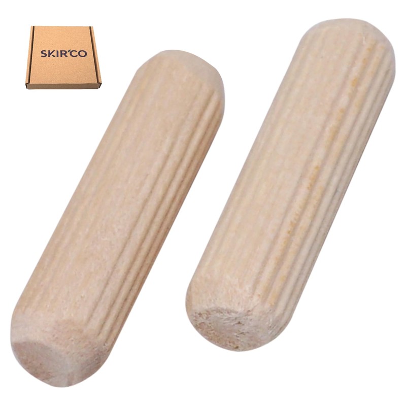 SKIR'CO (Pack of 50) Wooden Dowels 8x28mm Grooved Wood Dowels