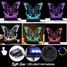 Ornalrist 40 Years of Marriage Gifts for Couples, 40th Ruby Wedding Anniversary Crystal Butterfly Gifts for Parents, Glass 40th Anniversary Keepsake with LED Base Presents for Wife Friends Women Men