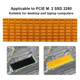 SSD Heatsink, 70 x 22 x 3 mm PCIE M.2 SSD 2280 Heatsink Solid State Drive Cooler, Fits SSD and Quickly Dissipates More Heat from SSD (Gold)