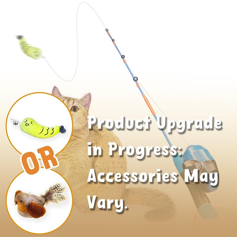 AGGER Cat Casting Fishing Pole Toy, Cat Casting Toy Set,
