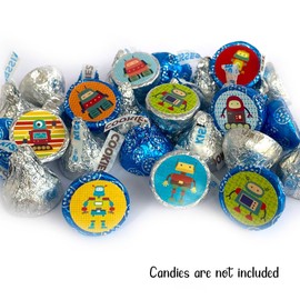 Robot Labels for Hershey Chocolates by Adore By Nat - Birthday and Baby Shower Candy Stickers - Set of 240