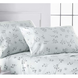 Sweet Florals Collection, 3-Piece, 14-Inch Deep Pocket Sheet Set, Easy Care, Shrinkage Free Sheet Set with 1 Flat Sheet, 1 Fitted Sheet, 1 Pillowcase, Blue, Twin XL