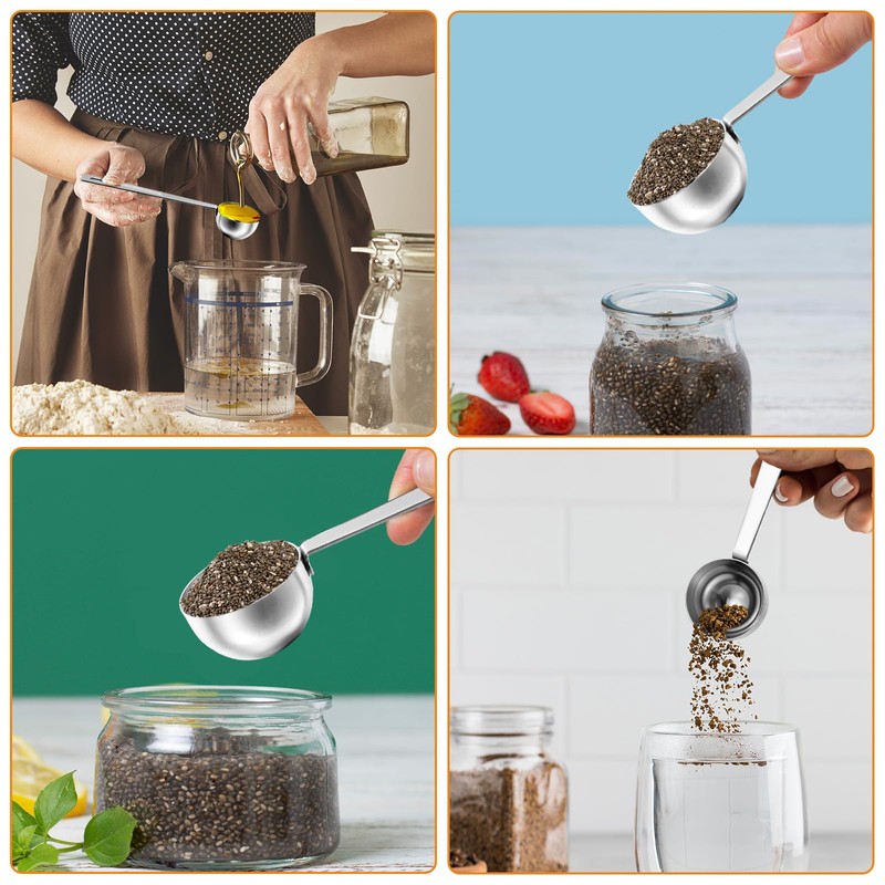 Nogeqi 2 Pack Small Coffee Scoop for Ground Coffee, Long