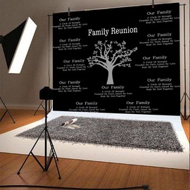 Family Reunion Backdrop FHOZN 7x5ft Our Family Reunion Black and White Photo Background for Family Gathering Holiday Celebration Studio Props BJXYFH161