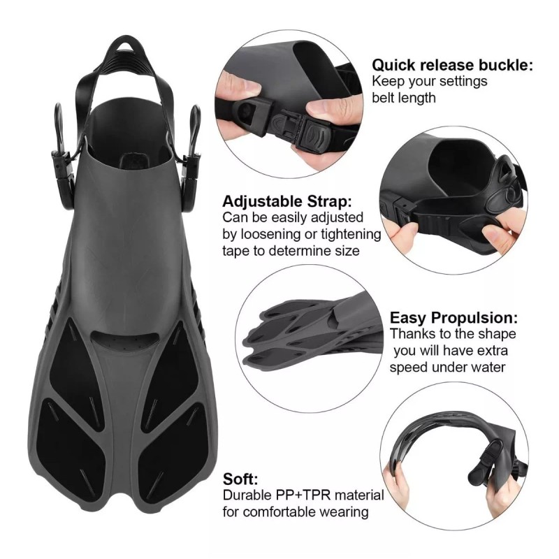 Breezee Market Aletas Natación Snorkeling Ajustable Flexibles Talón Abierto