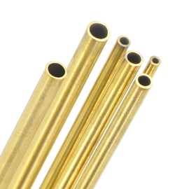 M METERXITY 300mm Brass Round Tube, 1mm 1.2mm 1.4mm 1.6mm 1.8mm 2mm OD 0.2mm Wall Thick Brass Seamless Straight Pipe Tubing for Construction/Machining/DIY Crafting[Set of 6 Pack]