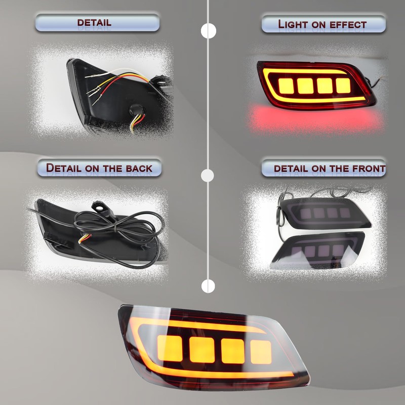 GEEGEETOP Full Lens LED Rear Reflector Bumper Fog Light Assembly