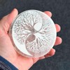 NKlaus Selenite Plate Round with Yin Yang Tree of Life