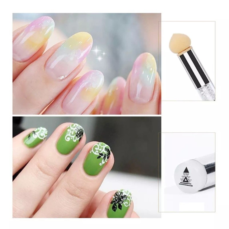 Gomar Sello Y Esponja Para Decorar Uñas Con Placa Con