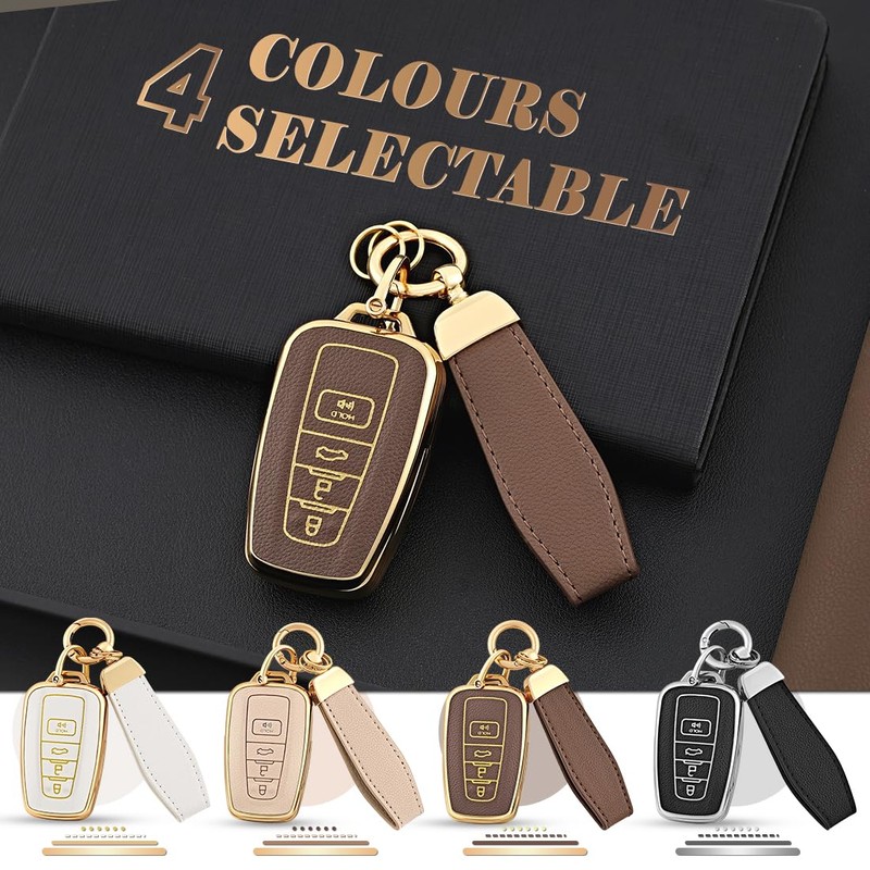Key Fob Cover with Keychain for Toyota 2018-2024 RAV4 Camry