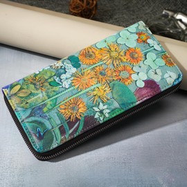 APHISON Wallet Women Large Capacity Clutch Purse for Ladies Credit Card Holder RFID Wallet Moon Cute Animal Floral Cell Wristlet Phone Zipper Coin Travel Pocket