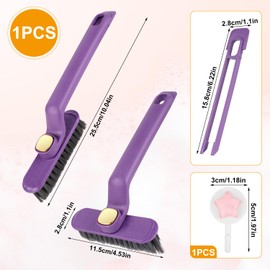 360 Degree Rotating Crevice Cleaning Brush, Multi-Function Household Gap Cleaning Brush with Hook Hard Bristle No Dead Corner Cleaning Tool for Kitchen Bathroom (Purple)