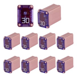 Beypovk 10 PCS 30 Amp Micro Cartridge Fuses, Automotive 608830 32V FMM MCASE Square Slow Blow Female Fuse, Low Profile Mini Box Shaped Fuse Kit for Cars, Trucks and SUVs