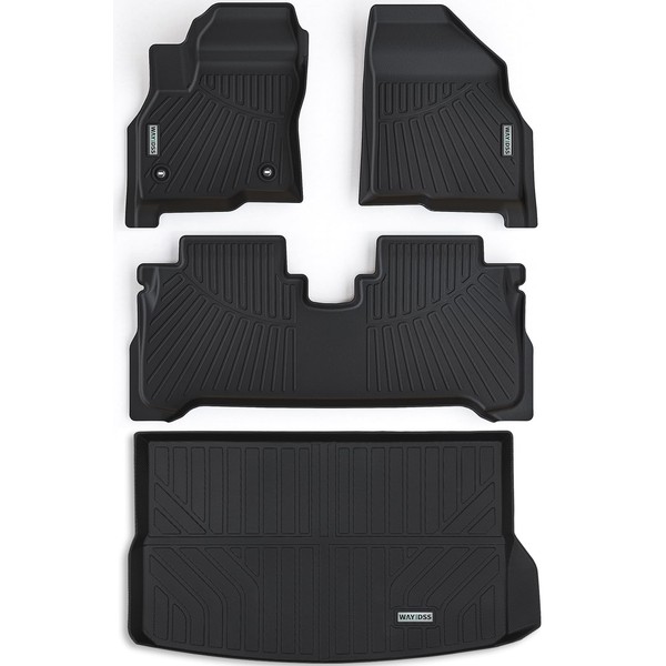 WAYIDSS Floor Mats&Trunk Mat for Chevy Bolt EUV 2022 2023 2024(Not fit EV) , 2 Rows Full Set with Cargo Liner,TPE All Weather Protection Car Floor Liners Accessory for Bolt EUV-Black