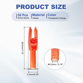 PATIKIL Archery Arrows Nocks 4.2mm, 30 Pack Plastic Insert Arrow Nock Replacement Arrow Tails for Hunting Shooting Compound Recurve Bow, Transparent Orange