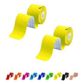 Kinesiology Tape Precut 2 Rolls Pack, Athletic Tape for Muscle Joints Support, 40 Strips for Knee Ankle Shoulder Back, Latex Free and Water Resistant, Yellow