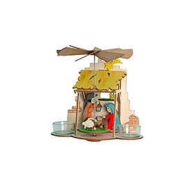 Drechslerei Kuhnert – Hobaku Craft Set – Pyramid / Tea Light Holder – Motif: Nativity Scene – Decoration Made of Wood to Assemble – Dimensions: Approx. 18 x 12 x 18 cm – Made in Germany