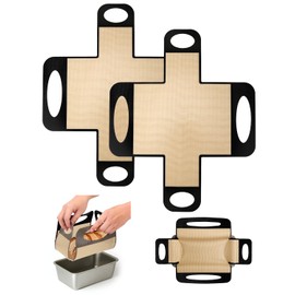 Palksky 2PCS Silicone Bread Loaf Pan Liners, Food Grade Reusable Silicone Bread Sling, Non-Stick Dough Transfer Tool with 4 Handles Fits 9x5in Pans