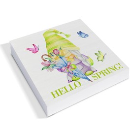 Country Farmhouse Hello Spring Gnome Wood Box Sign Decor Desk Sign Floral Butterfly Umbrella Spring Wooden Box Block Sign Rustic Home Shelf Wall Decoration