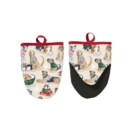 Ulster Weavers - Christmas Oven Mitts with Dogs (18 x 14.5cm) - Mini Oven Gloves with Dogs - 100% Cotton - Christmas Dog Oven Gloves Heat Resistant - Christmas Kitchen Decorations - Dog Lovers Gifts