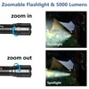 Zoomable Tactical Flashlight High Lumens-5000LM, 6 Modes,Dual Switches,Window Glass Breaker,10