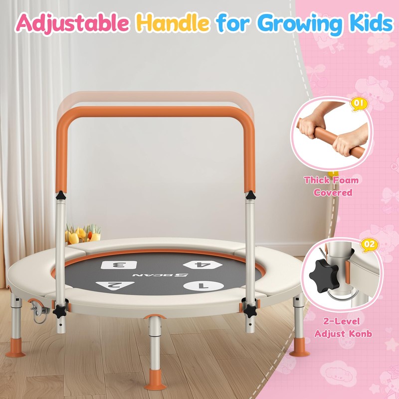 BCAN 36'' Toddler Trampoline, ASTM Certified-Foldable Mini Trampolines for Kids