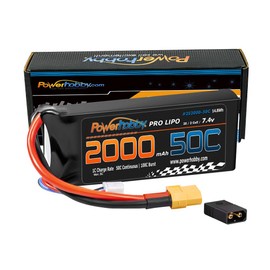 Powerhobby 2s 7.4v 2000mah 50c Lipo Battery w XT60 Plug + Adapter Compatible with :1/16 Slash E-Revo Summit Rally