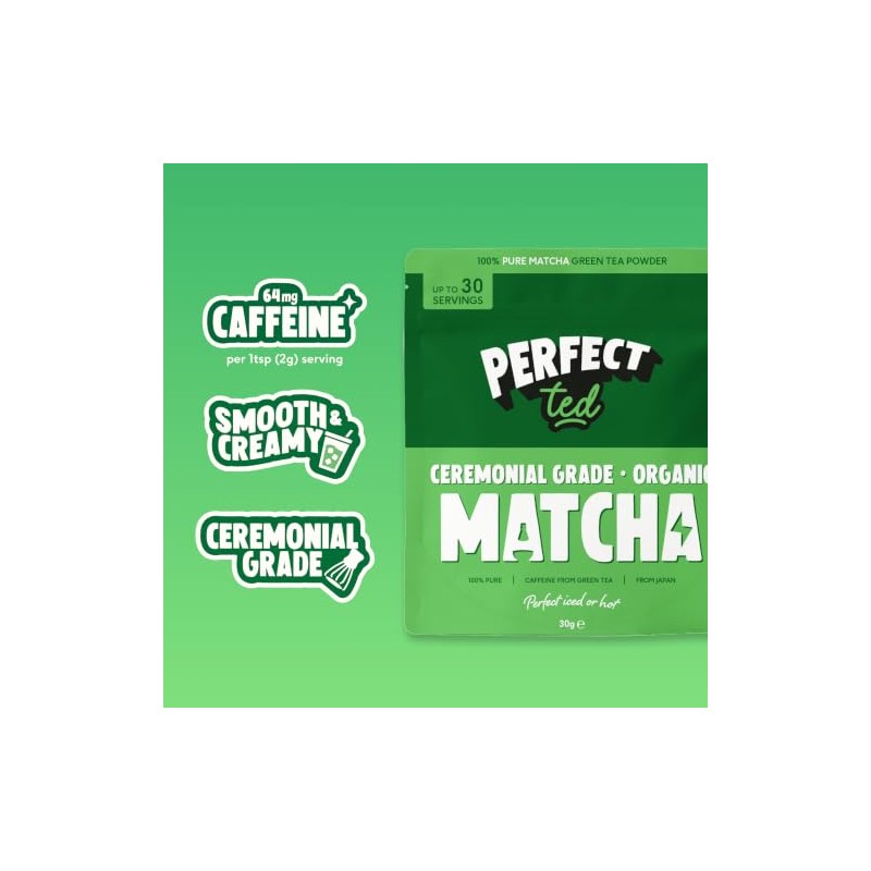 PerfectTed Ceremonial Grade Organic Matcha Powder - 30g