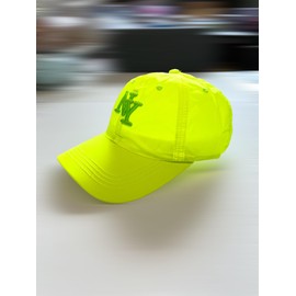 BLUECHOLON 6 Panel NY Embroidered Children's Cap with Adjustable Closure. with Embroidered Ventilation Holes. Cap Children, Girls and Boys Between 4 and 13 Years, Fluorescent Yellow, 30 Inches