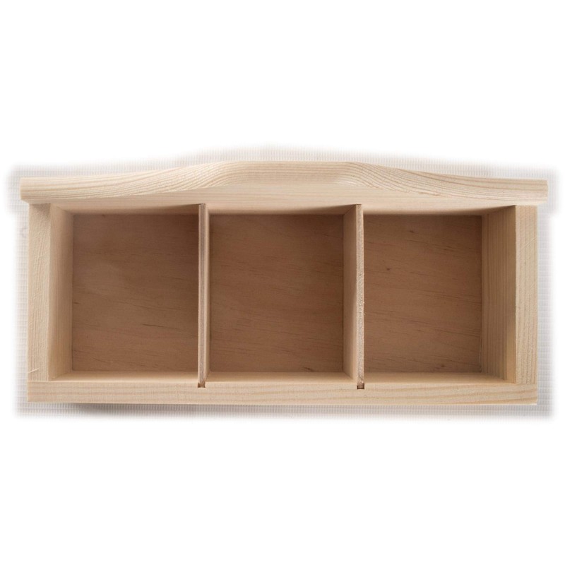 Wooden Open 3 Compartments Box | Multi-purpose Storage | Tea