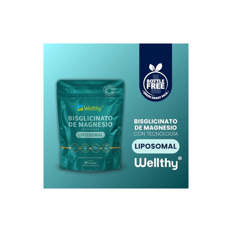 Wellthy Bisglicinato Magnesio Liposomal Cápsulas Entrega Optimizada Mas Alta Biodisponibilidad