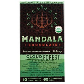 Mandala Superfood Bean-to-Bar Chocolate (2.2 oz Bar) Dairy-Free, Organic, Artisan, Healthy, Vegan, Made with Adaptogens (Cloud Forest, 3-pack)