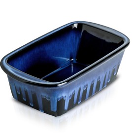 KOOV Ceramic Loaf Pan for Baking Bread, 9 x 5 inch Bread Pan, Rectangular Bread Loaf Pan, Ceramic Bakeware for Cooking, Home Kitchen, Bread Baking Pan, Reactive Glaze (Nebula Blue)