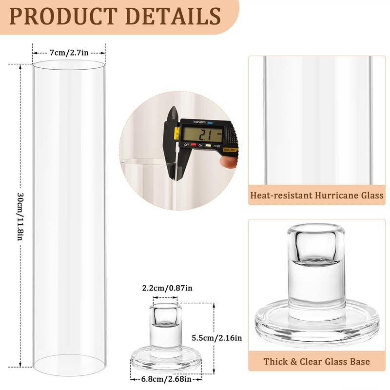 Hurricane Candle Holder Thickened Cylinder Covers 4 Pcs Taper Candle