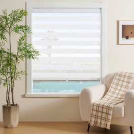 JIANGPIN TEXTILE Cordless Zebra Blinds Window Blind Zebra Shade Blinds for Windows Roller Sheer Shades Privacy Light Filtering Shades for Home Kitchen Bathroom (Width 26'' X Height 72'' White)